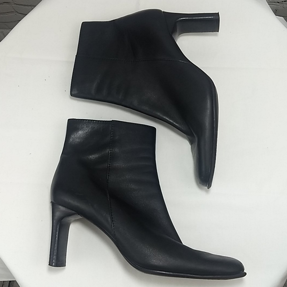 Studio Works Black Leather Dress Ankle Boots